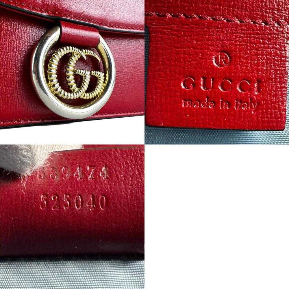 GUCCI Authentic Red Leather GG Marmont Shoulder Bag - Picture 5 of 5